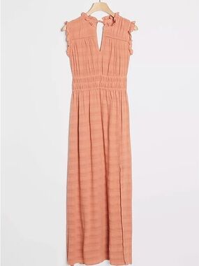 Anthropologie Rust Maxi Dress with Ruffle Cap Sleeves
